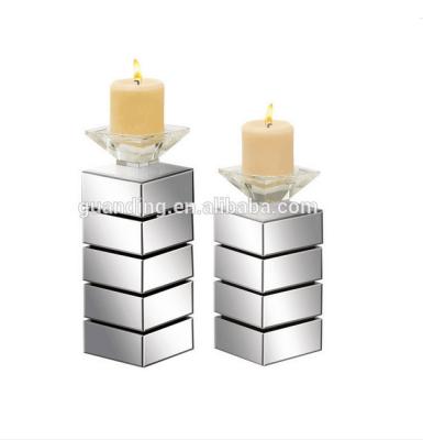 China Weddings 2016 Modern Design Cheapest Rectangle Shaped Elegant Tall Glass Candle Holder For Wedding Decorative for sale