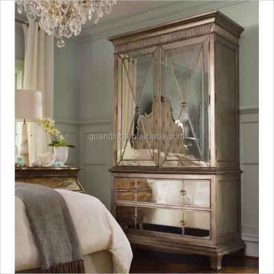 China 2015 Lucury Home Decorative Modern French Bedroom Furniture Mirrored Wardrobe Cabinet / for sale