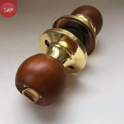 China ET/BK/PS/SR/DM Top-607 Round Stainless Steel Tubular Wooden Knob Wood Privacy Round Privacy Knob Lock for sale