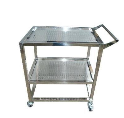 China Custom Carbon Steel Stainless Steel Kitchen 2 Tier Bar Food Tray Dining Room Tea Cart Cart for sale