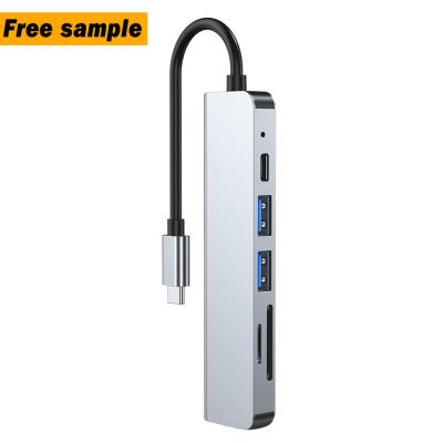 China Best selling suitable usb 3.0 card reader hdmi port usb c c hub 6 in 1 docking station for apple computers type c 6 in 1 hub for sale