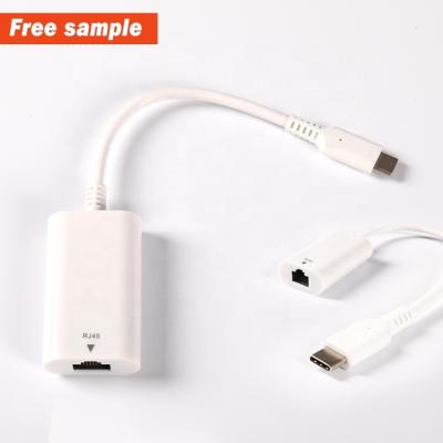 China Factory Custom 0.15m PVC ABS USB-c Ethernet LAN White Male LAPTOP Adapter c to rj45 to female 1000Mbps type for sale