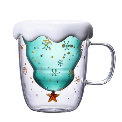 China Modern Diguo Insulated Double Wall Glass Coffee Mug Funny Cute Merry Christmas Coffee Mugs for sale