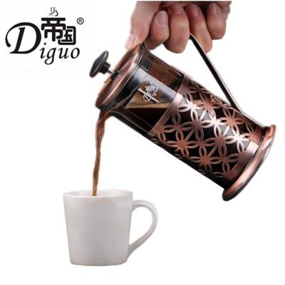 China Diguo 600ml 20Oz Hot Selling Viable French Press Coffee Heat Resistant Glass Tea Maker With Double Layer Stainless Steel Filter for sale