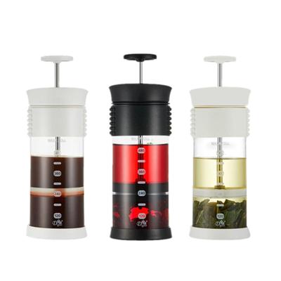 China Diguo 480ml OEM Size Borosilicate Metal Filter Mesh Private Label French Press Modern Glass Transparent Coffee Maker for sale