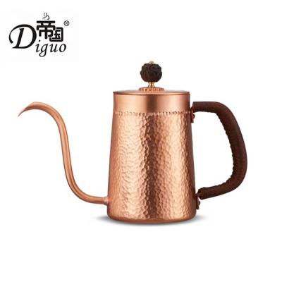 China Factory direct viable 400ml 14Oz hand drip goose neck copper kettle for coffee tea for sale