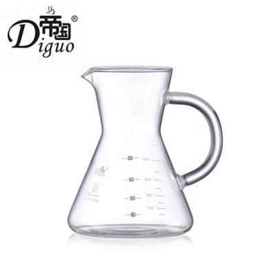 China Diguo 500ml 17Oz Pyrex Coffee Tea Infusion Viable Slice Glass Jar With Glass Handle For Coffee And Tea for sale