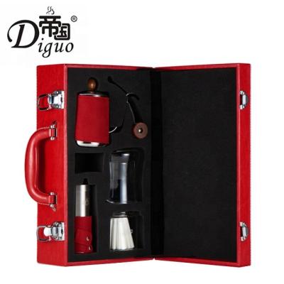 China Amazon Sustainable Hot Sale Red Color Box Pour Over Coffee Tea Maker Gift Set Packaging For Coffee Tea for sale