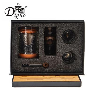 China Sustainable Diguo 400ml Brown Color Portable Cold Brew Pour Over Coffee Tea Maker Gift Set Packaging For Tea Coffee for sale