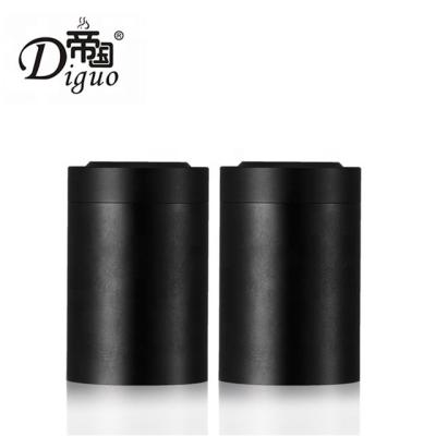 China 2021 Minimalist Hot Sale 30g Small Size Portable Black Color Aluminum Dual Function Airtight Canister For Food Sugar Coffee Bean Tea for sale