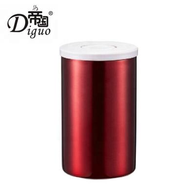 China 2021 Popular Food Red Color 150g Stainless Steel Portable Airtight Canister For Food Coffee Bean Tea Sugar for sale