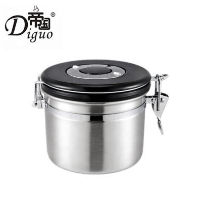 China 2022 Amazon Hot Sale 1200ml 42Oz 500g Silver Color Stainless Steel Air Sealed Canister Highly For Sugar Food Coffee Bean Tea for sale