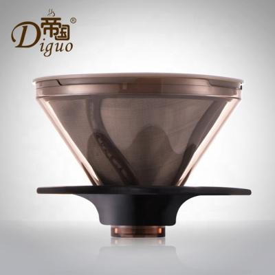 China Sustainable Diguo Stainless Steel Filter Mesh Silica Gel Holder Coffee Tea Filter Drip Cup for sale