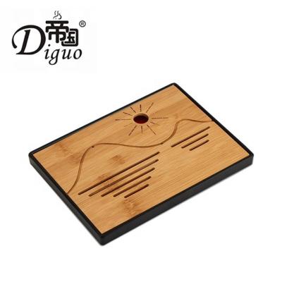 China Factory Price Viable Direct Small Size Hotel Use Portable Black Color PC Bamboo Tea And Coffee Tray for sale