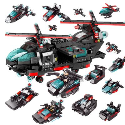 China Model Brick Building Intelligence Development Helicopter Building Block COUP Gunboat Military Aircraft Kit for sale