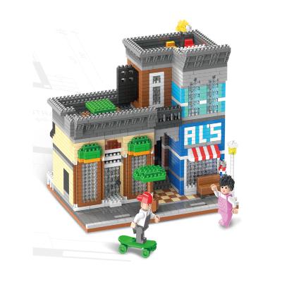 China Toy Building Toy Micro Building Blocks OEM ODM Customized Pixel Street View Cafe Building Mini Bricks Toy for sale