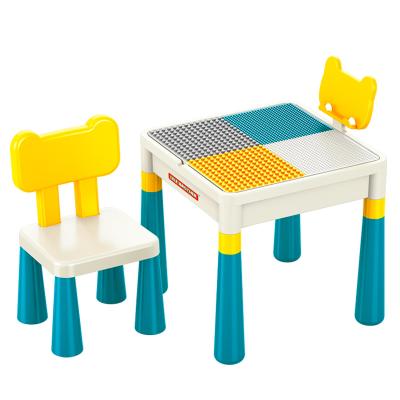 China Factory Collectable Multifunctional Children's Plastic Table Block Table Block Study Playing Building Block Table Compatible With Chair for sale