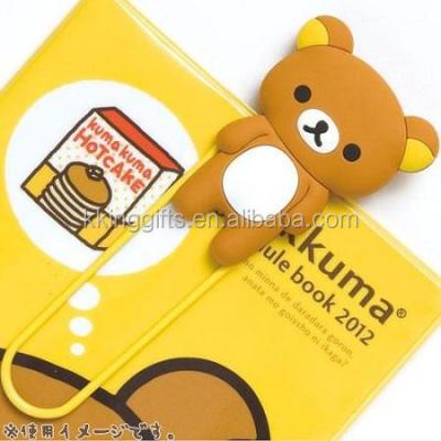 China Soft wholesale custom paper clip marker logo stationery PVC cute animal shaped 3D PVC soft metal paper clip for sale