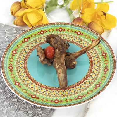 China Bohemia Vintage Salad Fruit Dish Ceramic Dish Household Under Large Ethnic Glazed Steak Dish for sale