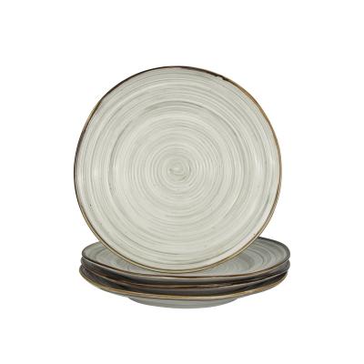 China Viable Lightweight Gray Elegant Porcelain Dinner Salad Dish 4pcs In A Plate Cheap Price Dropship Ceramic Cake Dinner Plate for sale