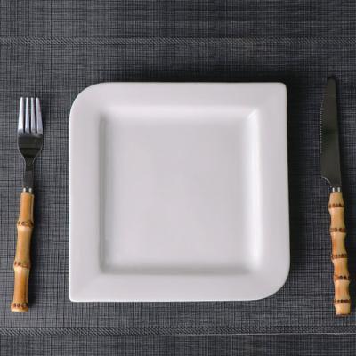 China Restaurant Viable Irregular 30cm Square Ceramic Dish Porcelain Dish Good Quality Anti-fall Thick Tableware for sale