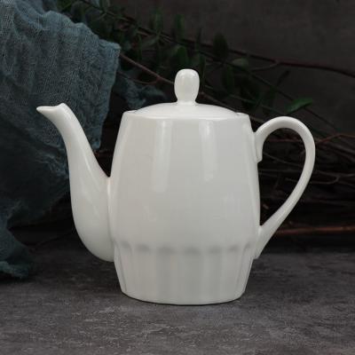 China Cheap Viable Handmade Plain White Porcelain Teapot 600Ml Tea Set Ceramic Pot for sale