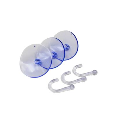 China Sustainable 35mm Transparent Plastic Suction Cup With Hook For Wall Hanging for sale