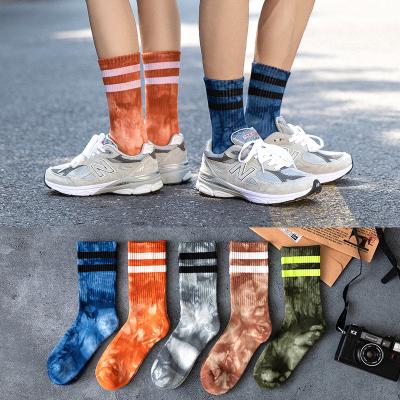 China Wholesale QUICK DRY Tie Dye Tube Men Socks Winter Autumn Crew Parallel Bar Cotton Men Socks for sale