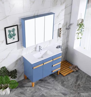 China New Design Simple Modern Single Sink Drawer Basin Toilet Furniture PVC Bathroom Vanity Cabinets for sale