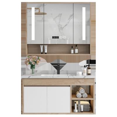 China Modern Vanity Small Bathroom Cabinet Combination Light Luxury Solid Wood Apartment for sale