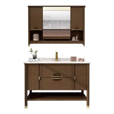 China Chinese bathroom makeup vanity table with vanity top basin and bathroom cabinet for sale