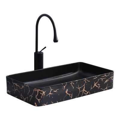 China Modern Luxury Square Ceramic Basin Marble Bathroom Sink Rectangle Rectangle Bathroom Sinks for sale