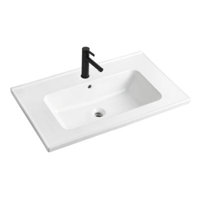 China Wholesale Modern Ceramic White Rectangular Vanity Top Single Sink Bathroom Sink for sale