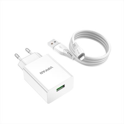 China VIPFAN EU Plug 18W USB Charger Battery Fast Charging Hot Selling Mobile Cable For iPhone for sale