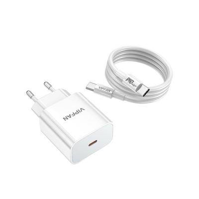 China PD 20W Quick Charging Charger VIPFAN Type-C EU Plug Fast AC Cables Adapter Kit For iPhone Android USB for sale