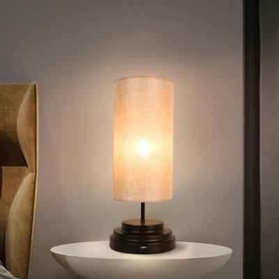 China Luxury Modern Home Decor Bed Side Fabric Shade Metal Table Lamps For Bedroom for sale