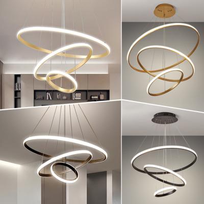 China Modern Nordic Luxury Ring Ceiling Hotel Living Room Design Dining Light Modern Chandelier for sale