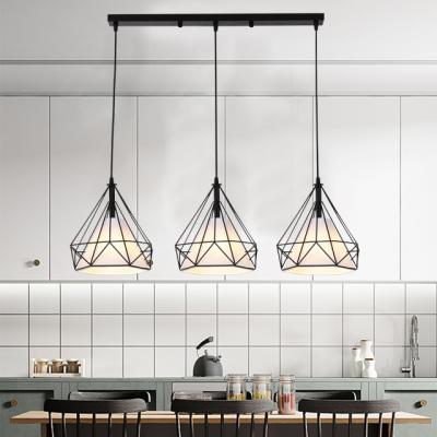 China Modern Hot Selling Modern Dining Room Pendant Lights Black Creative Graphic Iron Metal Chandelier for sale