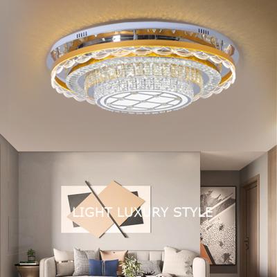 China Surface Mounted 2022 New Dimmable Crystal Fashion Round Super Bright Led Ceiling Light Lamps Home Decor for sale