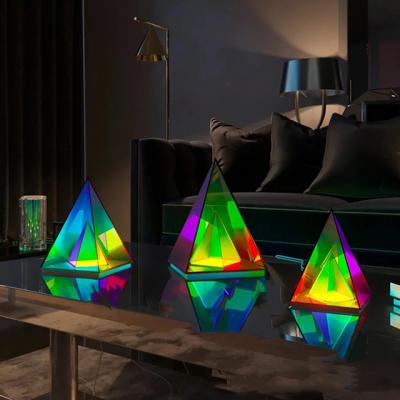 China Lighting LED light creative cube functions pyramid living room bedroom atmosphere night color acrylic table lamp for sale