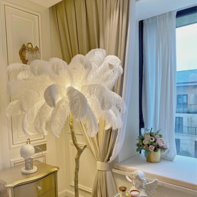 China Lighting Works Smart Euro Style Indoor Wedding Decorative Floor Stand Lighting Indoor LED Ostrich Feather Floor Lamp for sale