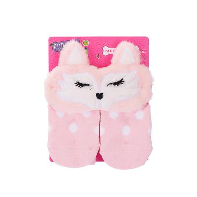 China Dark Circles Cartoon Plush Brave Man Headbands Socks Set Shading Eye Mask Fox Headband With Horn for sale