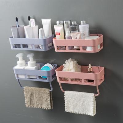 China Hot Selling Sustainable Storage Container Household Wall Mounted Plastic Items Hanging Shelf Bathroom Storage Basket Wall for sale