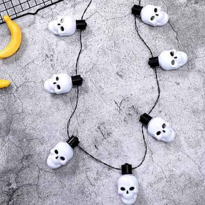 China Kids Toys Wholesale Indoor and Outdoor LED Decoration Lights Halloween Atmosphere Lights Ghost Head Glowing Necklace for sale