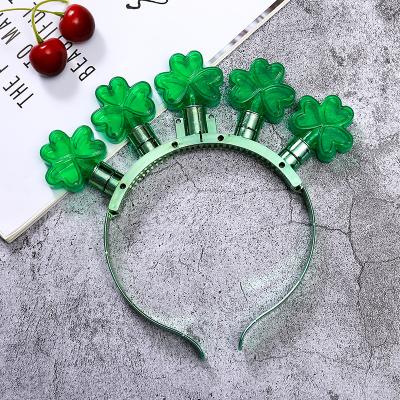 China Hot Sale Halloween Cute Party Decoration Kids Toys Glowing Clover Headband Concert Light Up Toys For Children for sale