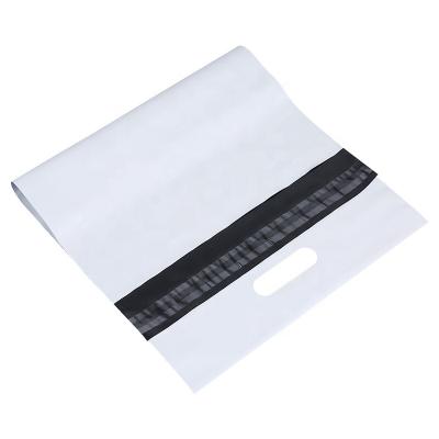 China Strong Adhesive Tearproof Ready To Ship White Poly Bag Die Cut Mailers Poly Mailers Shipping Bag With Logo Handle for sale