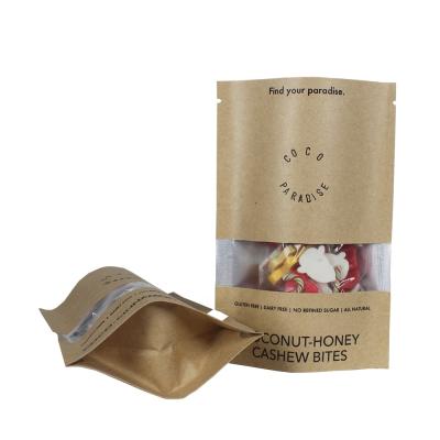 China Food Customize Flat Bottom Paper Bag Holder Brown Food Paper Bags Packaging Stand Up Coffee Packaging for sale