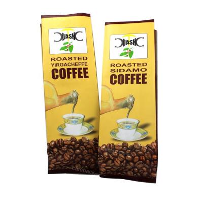 China Recyclable Custom Printed Flat Bottom Coffee Bag With Valve Aluminum Foil Bag For Coffee Packaging for sale