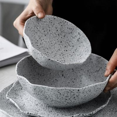 China Best Sustainable Selling Items Tableware Irregular Shape Granite Serving Bowls Soup Salad Bowl for sale