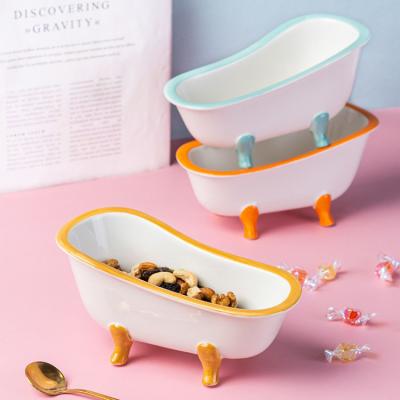 China The viable creative bathtub shape snack salad bowl modern Nordic ceramic dessert bowl ceramic fruit bowl for sale